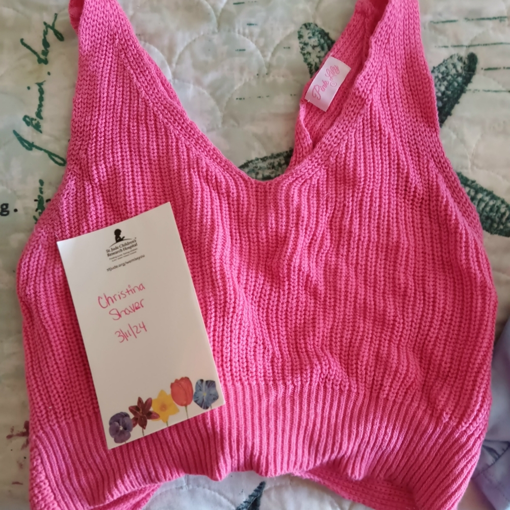 Pink sweater crop tank